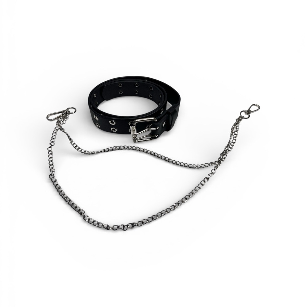 Double Grommet Belt for Girls and Boys Black One Size - Picture 3 of 3